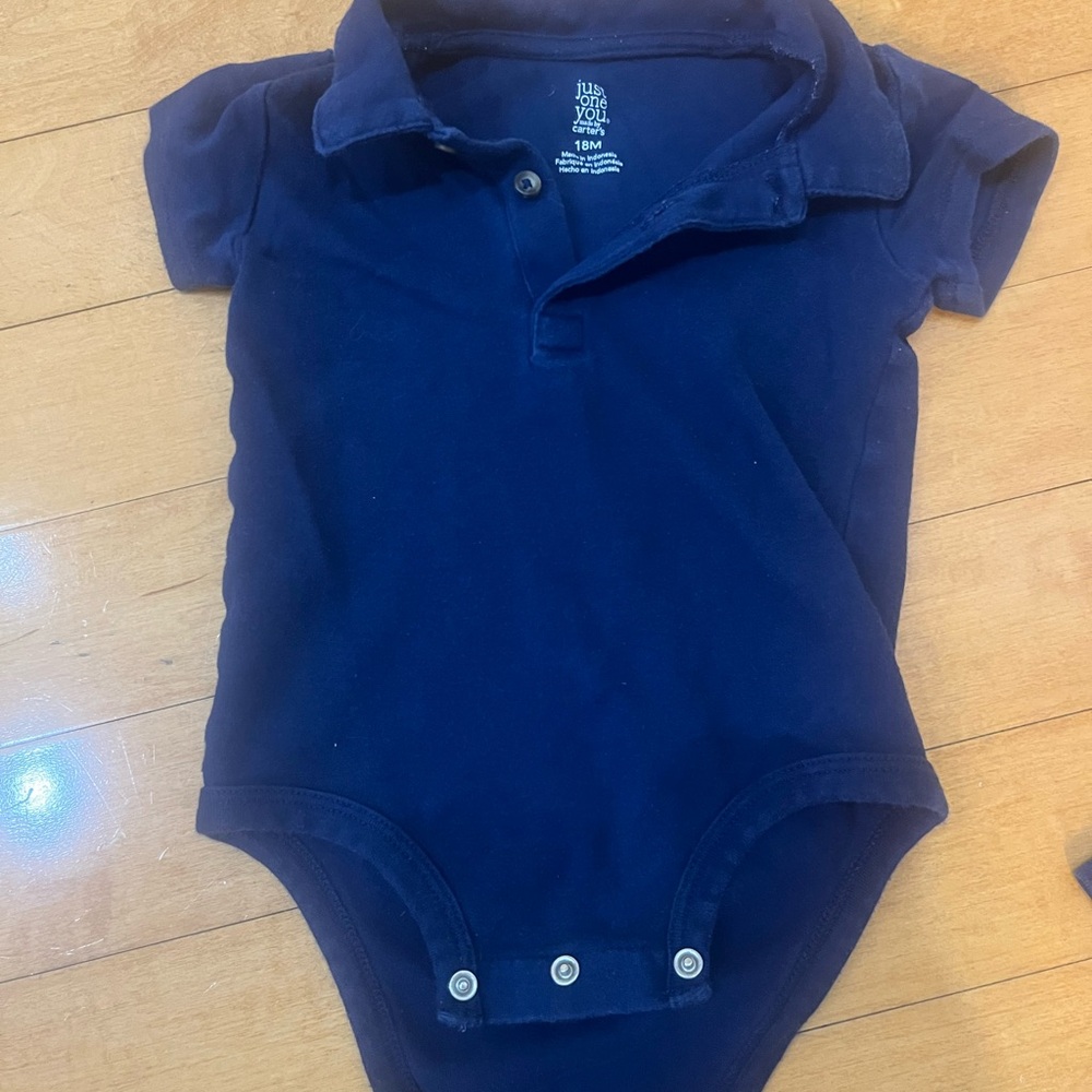 Navy Blue Baby Onesie collared shirt